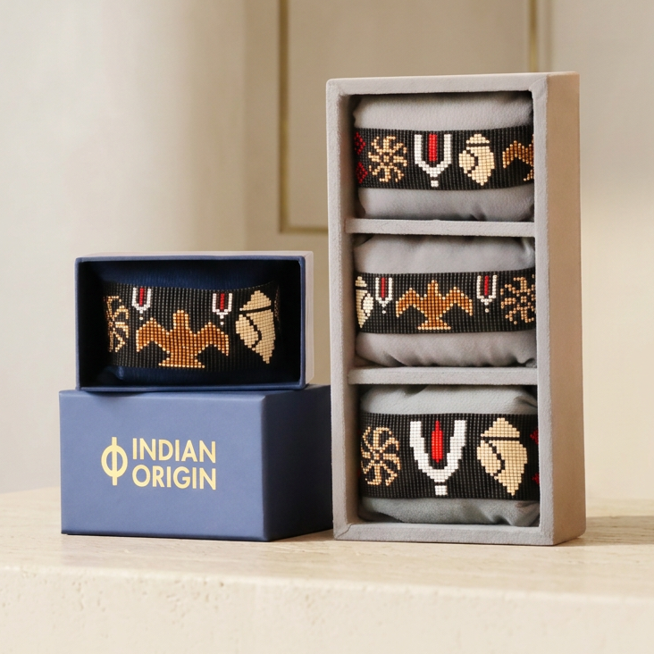 Square Indian Origin banner with ivory and brass styling