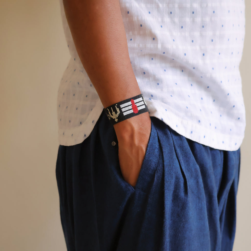 Shiva Divine Bracelet - Dual Trishul - Silver
